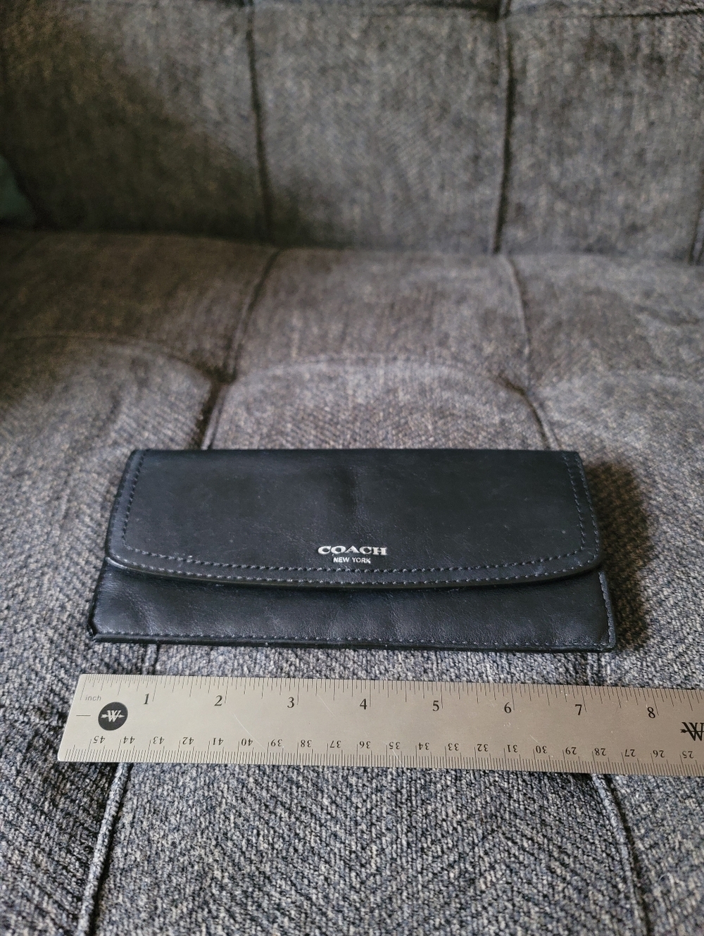 Coach Black Leather Slim Envelope Wallet - Picture 12 of 13